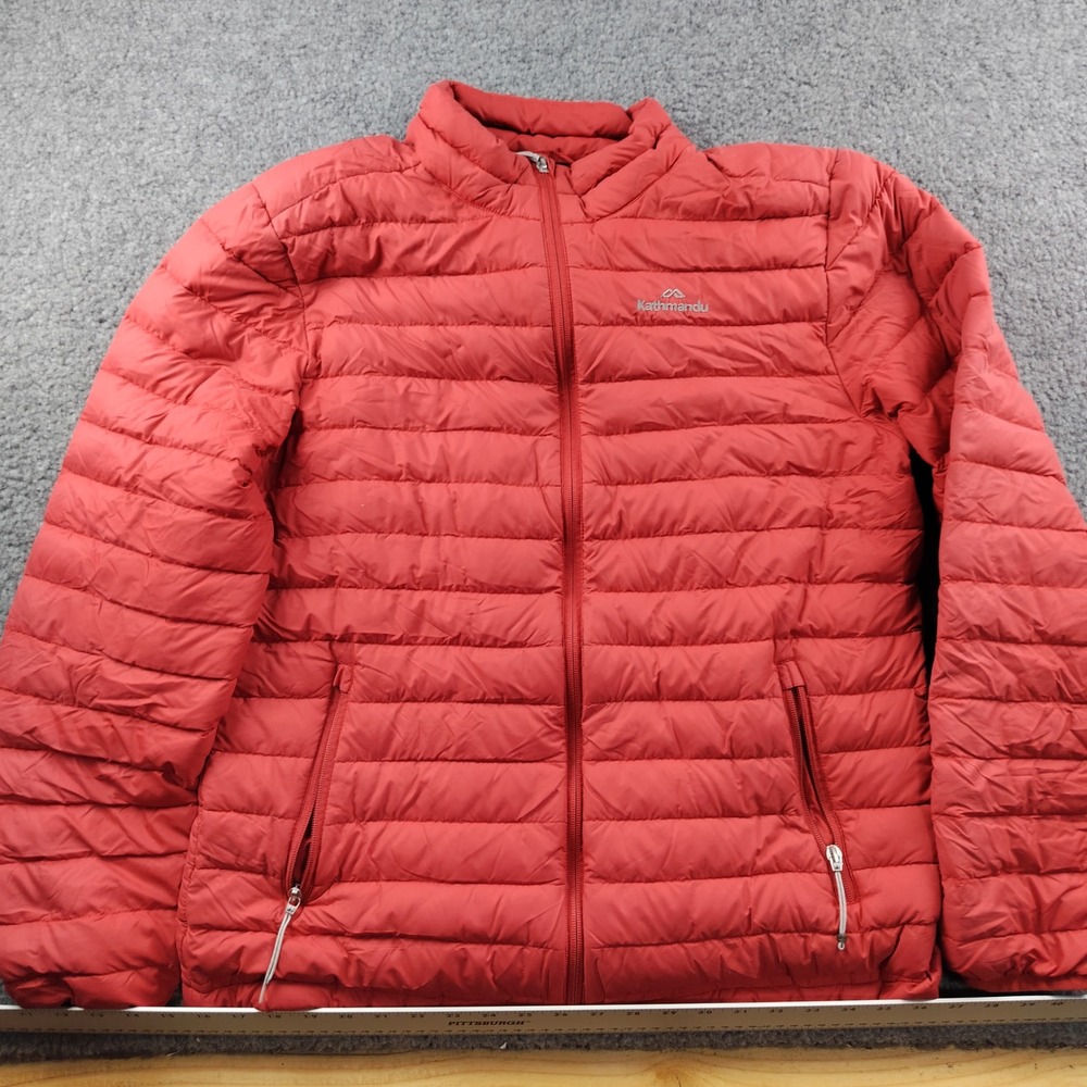 Kathmandu Heli Mens XL Red Duck Down 550 Lightweight Packable Puffer Jacket